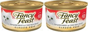 Fancy Feast Purina Tender Beef and Chicken Feast Classic Grain Free Wet Cat Food Pate - 3 oz. Cans (Pack of 48)