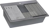 Ruvati 33-inch Granite Composite Quartz Workstation Drop-in Topmount Kitchen Sink Urban Gray - RVG1302UG
