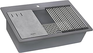 Ruvati 33-inch Granite Composite Quartz Workstation Drop-in Topmount Kitchen Sink Urban Gray - RVG1302UG