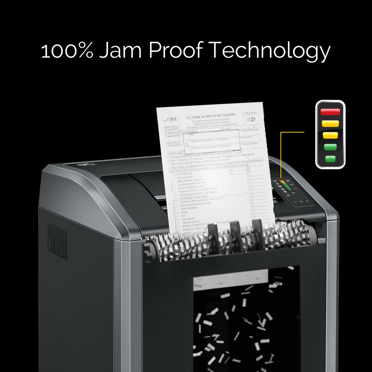 PowerShred 425i 38-Sheet Strip-Cut Shredder () by Fellowes – Strip-Cut, 30.0 gallons, Plastic With Metal Blades, Black, Model 38420