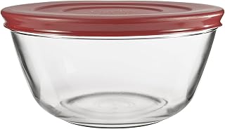 Anchor Hocking 91858 Glass Mixing Bowls with Lids, Cherry, 4 Quart (Set of 2) -