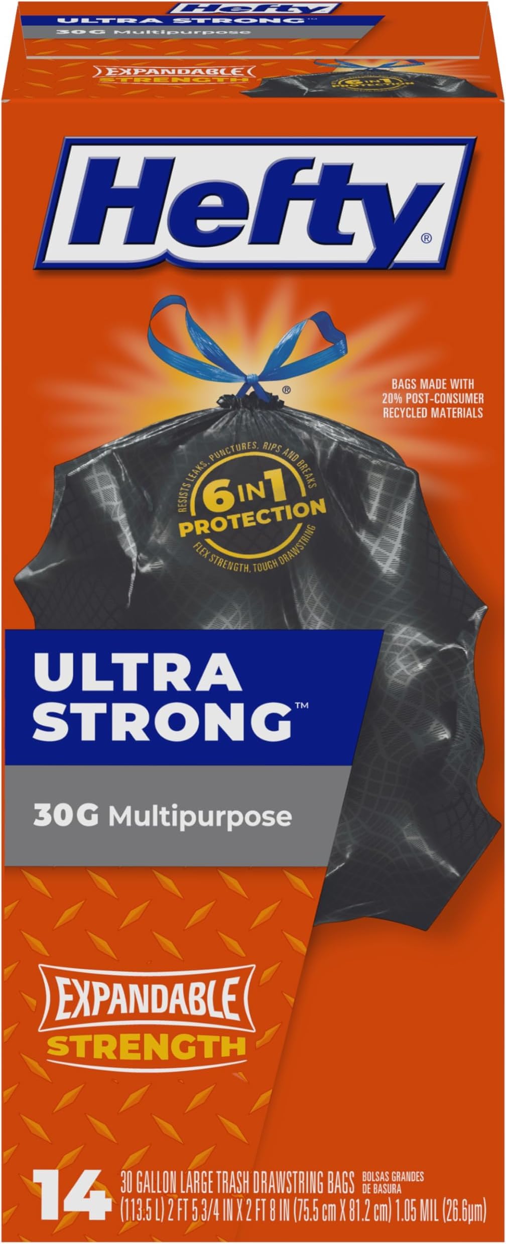 Hefty 14 Count (Pack of 6) / Black / Unscented - 14 Count Trash Bags