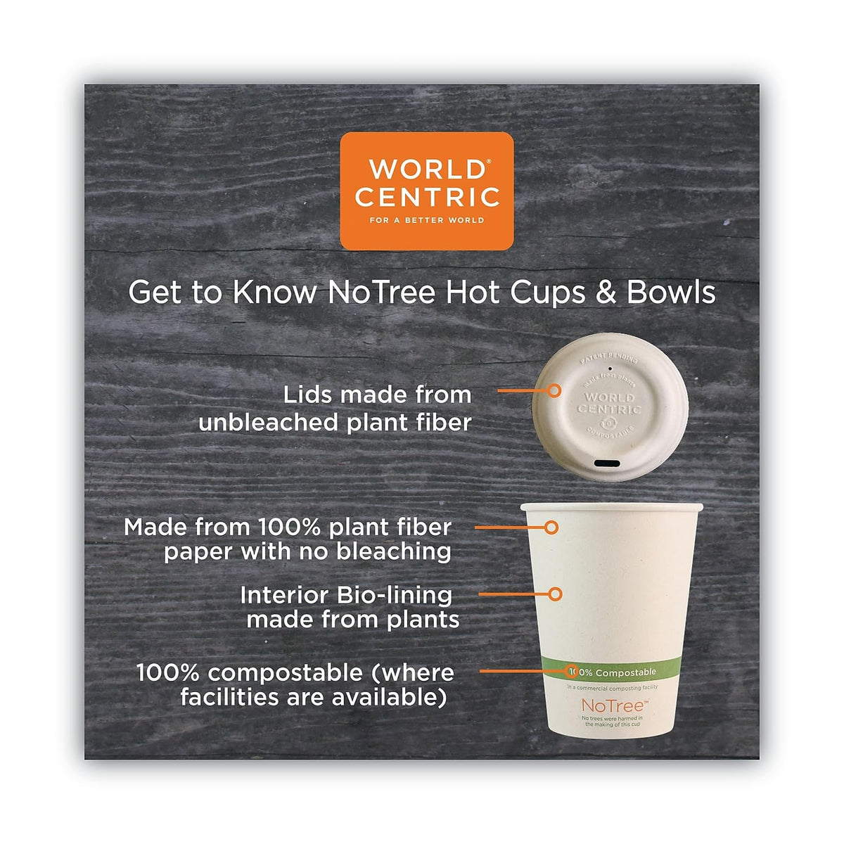 World Centric BO-SU-32 100% Compostable No Tree Paper Bowl – Made from Unbleached Sugarcane Paper, 32 oz, Natural Color (Pack of 500)