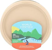 World Centric PLRT-SC-U10 Compostable Unbleached Plant Fiber Plate, 10", Retail (12 Packs of 20, 240 Total)
