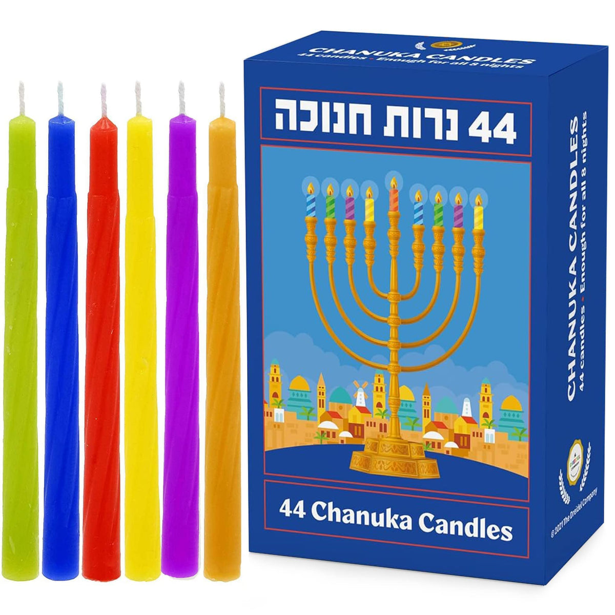 The Dreidel Company Hanukkah Menorah Candles, Multicolor, 44 Count 20-Pack