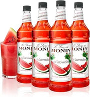 Monin Watermelon Syrup, Juicy and Sweet, Great for Sodas and Lemonades, Gluten-Free, Non-GMO (1 Liter, 4-Pack)