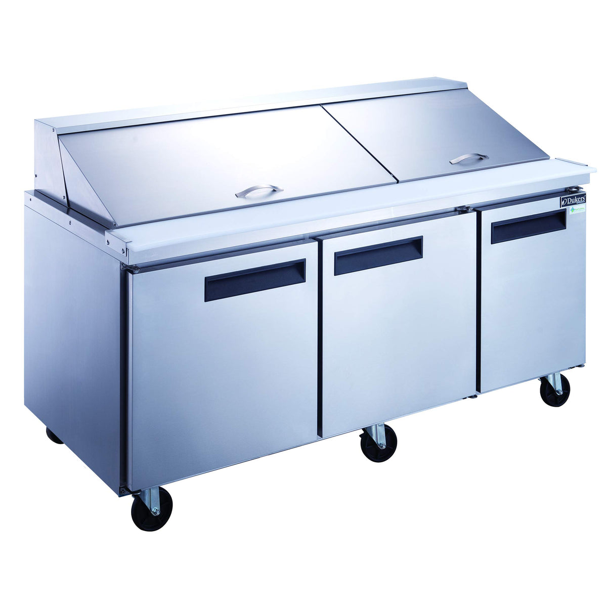 3-Door Commercial Food Prep Table Refrigerator in Stainless Steel by Dukers – 72 1/4" x 31 1/2" x 45 5/8", 17.5 cubic_feet, Stainless Steel, Model DSP72-30M-S3