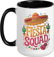 Fiesta Squad Drinking Ceramic Mug, Black/White, 15oz