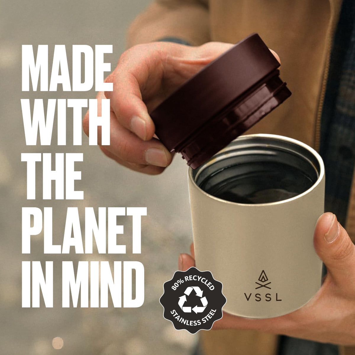 Nest 10 oz Mug by VSSL – 9.9 Ounces, 293 milliliters, Stainless Steel, Cream, Model B142250-010A