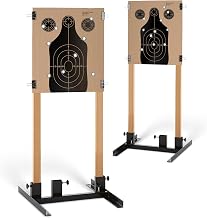 Steel Target Stand Base for Paper Silhouette Shooting Targets, 8” - 24” Adjustable Width, USPSA/IPSC - IDPA Practice, Includes Cardboard Targets for Shooting