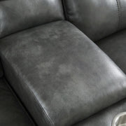 Leather-Upholstered Loveseat with Power Console by Starlight Canyon Home – Hardwood anhd Plywood frame, Full leather front, Grey