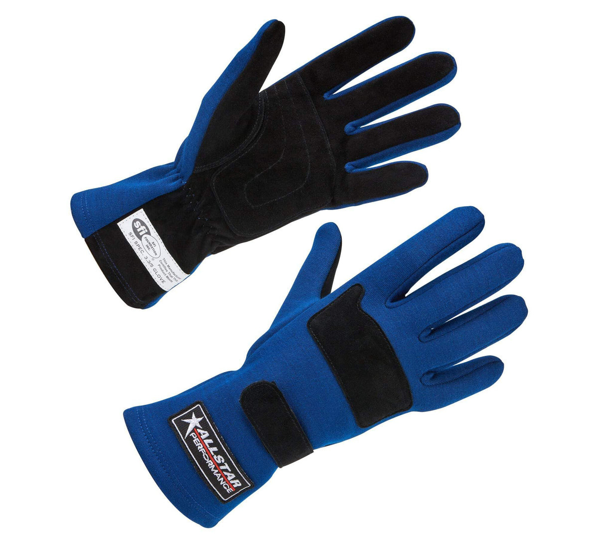 Racing Gloves SFI 3.3/5 D/L Blue Small by Allstar Performance – Small, Suede, Blue, Model ALL915021