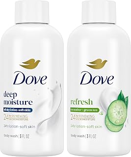 Dove Travel Body Wash Set, Deep Moisture & Refresh, 3 Oz Ea