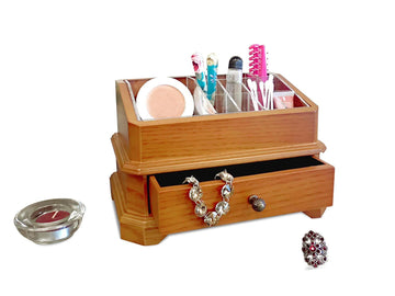 Cosmetic Organizer by Proman Products – Wood, Clear, Model JB16698