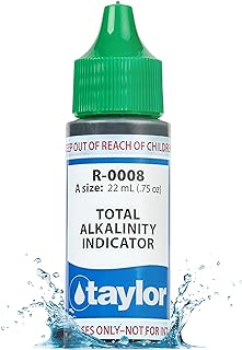 Taylor Technologies R-0008-A, Total Alkalinity Indicator, 0.75 Ounce | Dropper Refill Tests Total Alkalinity in Pools & Spas, Replace Annually