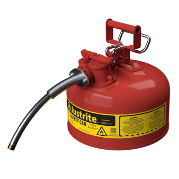 Type II Gasoline Safety Can by Justrite – 2 Gallon, 2.0 gallons, Alloy Steel, Gas, Model 7220120