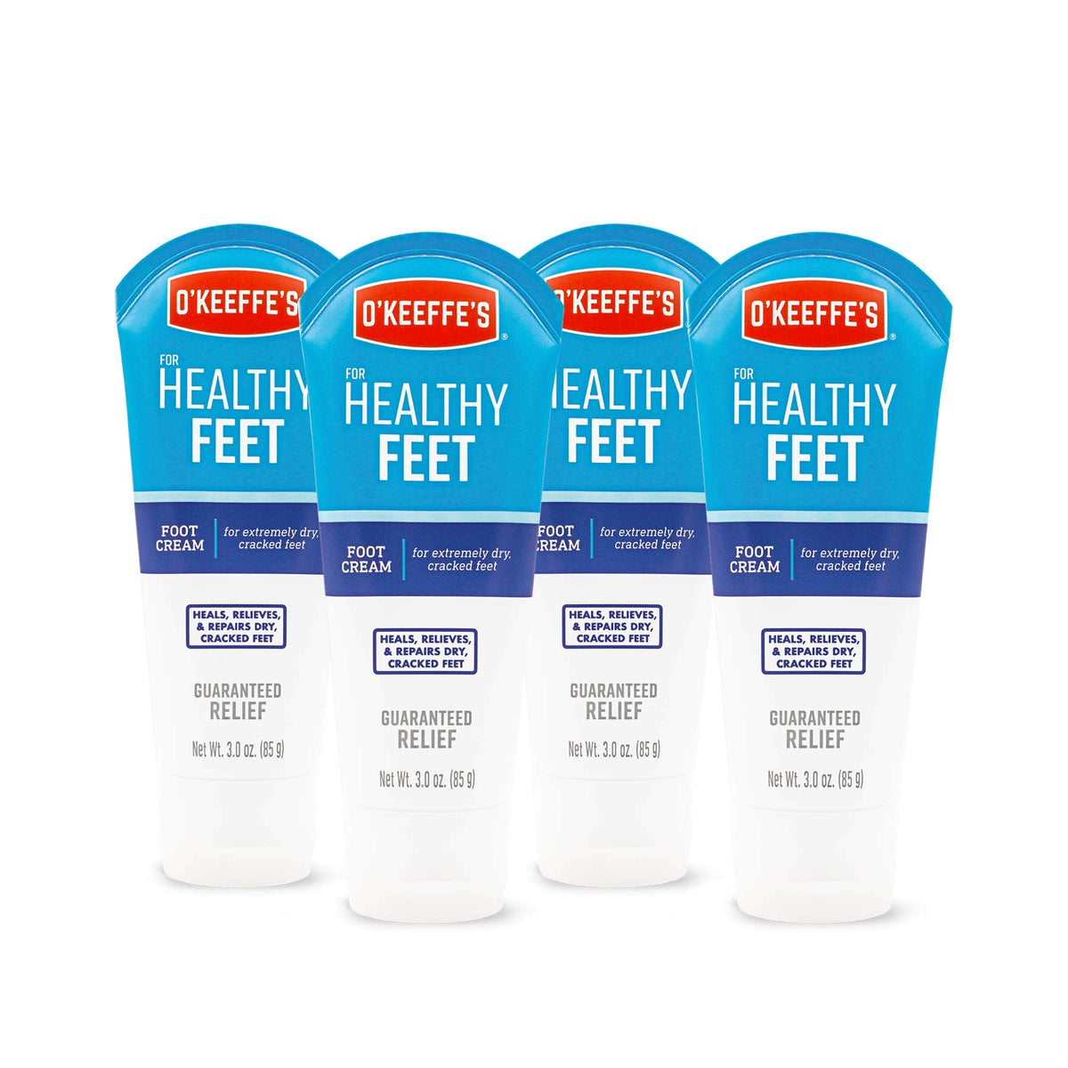 Healthy Feet Foot Cream Tube (4 Pack) by O'Keeffe's – 3 Ounce (Pack of 4), Pack of 4, Model K0280004-4