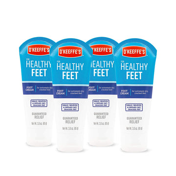 Healthy Feet Foot Cream Tube (4 Pack) by O'Keeffe's – 3 Ounce (Pack of 4), Pack of 4, Model K0280004-4