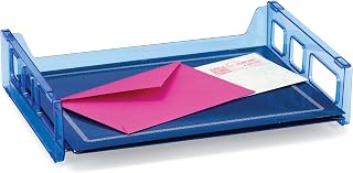Officemate Blue Glacier Side Load Letter Tray, Transparent Blue (23218)