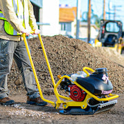 5.5 HP Honda Engine Forward Plate Compactor Walk Behind Vibratory Dirt Asphalt Soil Plate Compactor (Compactor + Pad) by Tomahawk Power – Metal, Model TPC90H + TPC90H-PAD