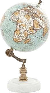 Deco 79 Marble Globe with Marble Base, 7" x 7" x 11", Teal | Educational/Geographic Earth World Map Decorative World Globe With Marble Base World Globe