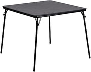 Flash Furniture Madelyn 33.5" Folding Card Table, Black | 4 Players, Padded Vinyl Top, Portable, Lightweight
