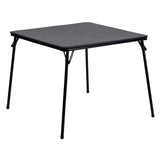 Madelyn 33.5" Folding Card Table by Flash Furniture – 1 Piece, Medium Density Fiberboard, Vinyl, Metal, Foam, Plastic, Black, Model JB-2-GG