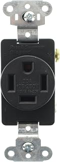 Pass & Seymour 3820 Straight Blade Receptacle, 20A, 125/250V, 3P, 4W, Black