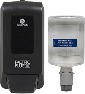Georgia-Pacific (5305714) Pacific Blue Ultra Manual Push Soap Dispenser with Gentle Foam Hand Soap Refill Starter Kit