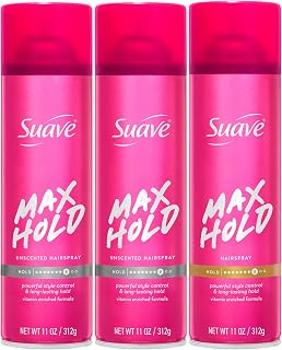 Suave Hairspray, Max Hold Aerosol Hair Care Set – Scented + Unscented Hair Spray 2-Pack, 11 Oz Ea (3 Piece Set)