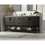 Elegant Kitchen and Bath 72" Double Bathroom Vanity in Mocha Brown by Elegant Lighting – 22" H x 72" W, Wood, Mocha Brown, Model VF60772DMMB