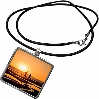 California, Carpinteria, Santa Barbara Channel, beach at low tide Necklace With Rectangle Pendant