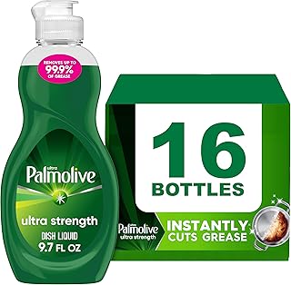 Palmolive Ultra Strength Liquid Dish Soap, Cuts Grease and Grime, No Soaking Needed, Powerful on Plastics, Dishwashing Liquid, 9.7 fl oz Bottle