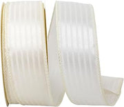 Reliant Ribbon Tux Stripe Cooler Wired Edge Ribbon, Ivory