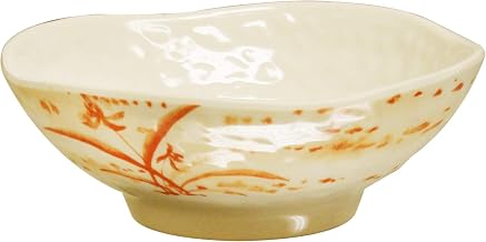 Thunder Group Gold orchid melamine dinnerware collection 7 oz, 4 3/4" wave rice bowl, comes in dozen