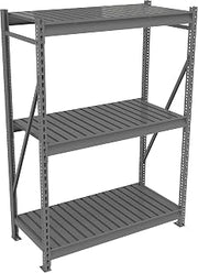 Tennsco BU-963672CS-LGY Bulk Storage Rack, Corrugated Decking, Starter Units, 4 Reinforcements, 2150 Lbs Load Capacity, 96" Width, 36" Length, 72" Height, Light Grey
