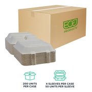 ECO PRODUCTS Green Products / 9" - 3 Compartment / white Clamshell Take Out Containers
