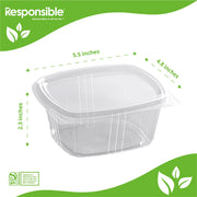 16 oz Clear Rectangle Hinged Deli Container by Responsible Products – 16.0 fluid_ounces, Other, Clear, Model RP-RECTPLADC16-200