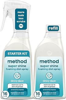 Method Super Shine Foaming Dish Spray Starter Kit, Dewy Daze Scented