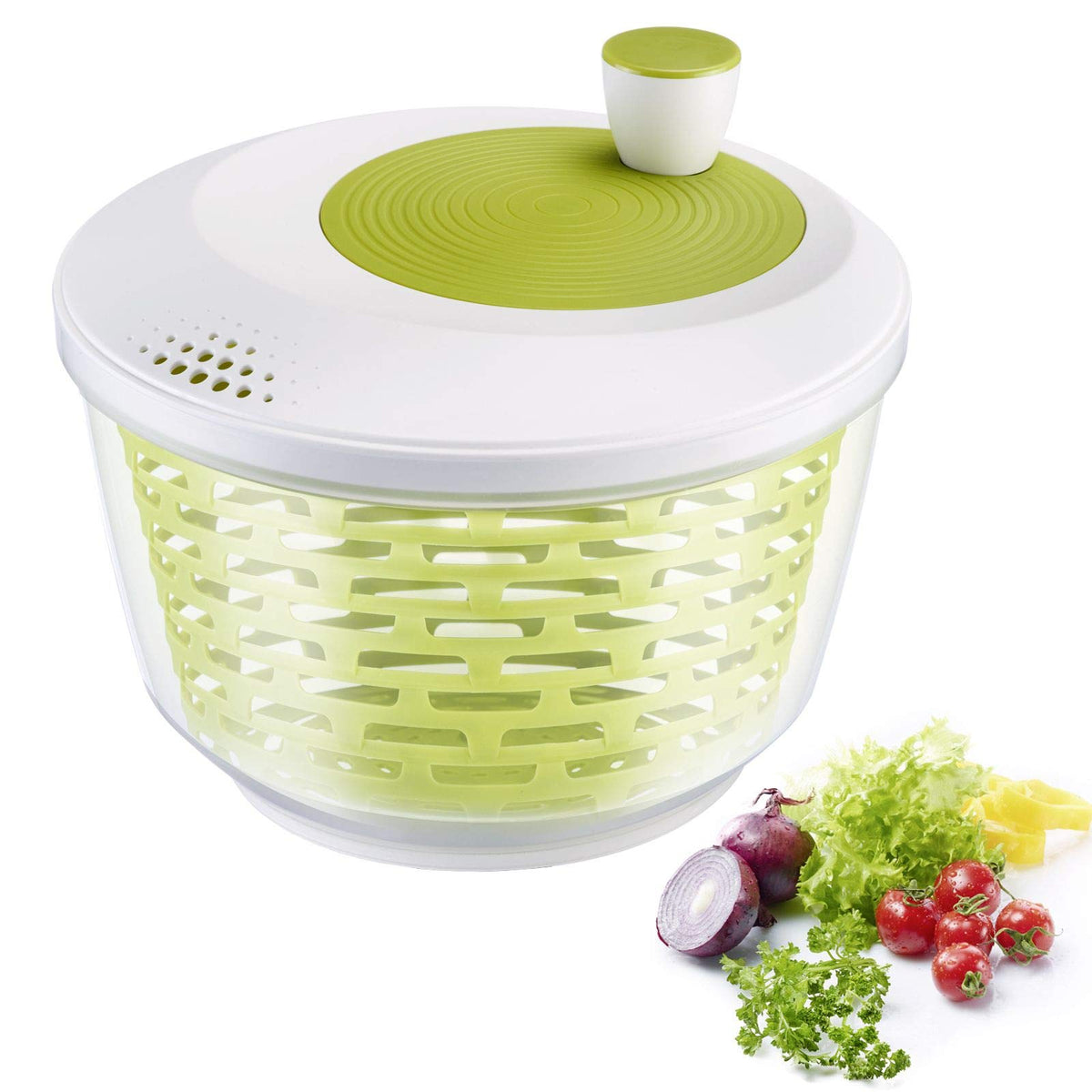 Spinderella Salad Spinner by Westmark – 4.4 l, Plastic, Apple Green, Non-slip, Model 243022EA