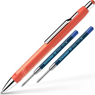 Schneider Epsilon Retractable Ballpoint Pen (Line Width XB, Ink Colour: Blue, Indelible Refill) Warm Orange + 2 Refills