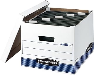 Bankers Box 4-Pack HANG'N'STOR Medium-Duty File Box, Letter/Legal, FastFold | Move hanging folders straight into storage - no unpacking needed - with plastic channels, FastFold setup, and secure lids.