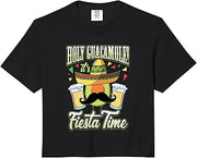 Holy Guacamole It's Fiesta Time Avocado and Beer Mexican Pun Comfort Colors Crop Top