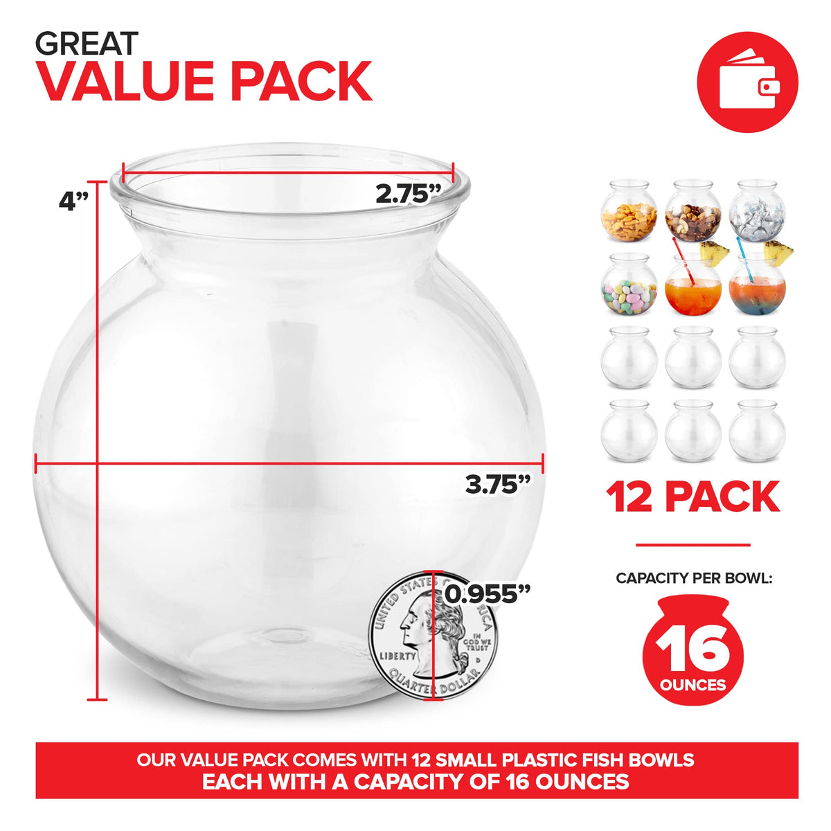 Stock Your Home 3 Pack / Clear / Compact Bowls