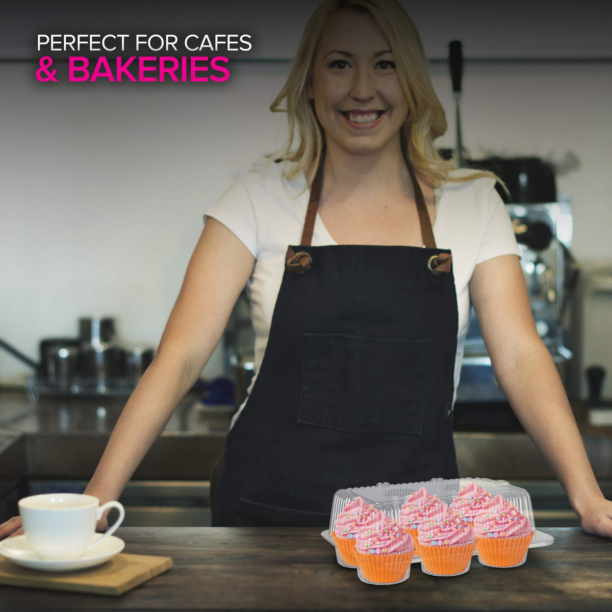 Stock Your Home 6 Compartment - 40 Count / Clear / 2.5 inches Cupcake Carriers