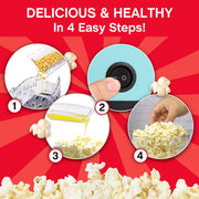 Air Crazy Popcorn Machine for Healthy Snacking with No Oil by West Bend – 4-Quart, 4 liters, Metal, Blue, Model PC8448BL13