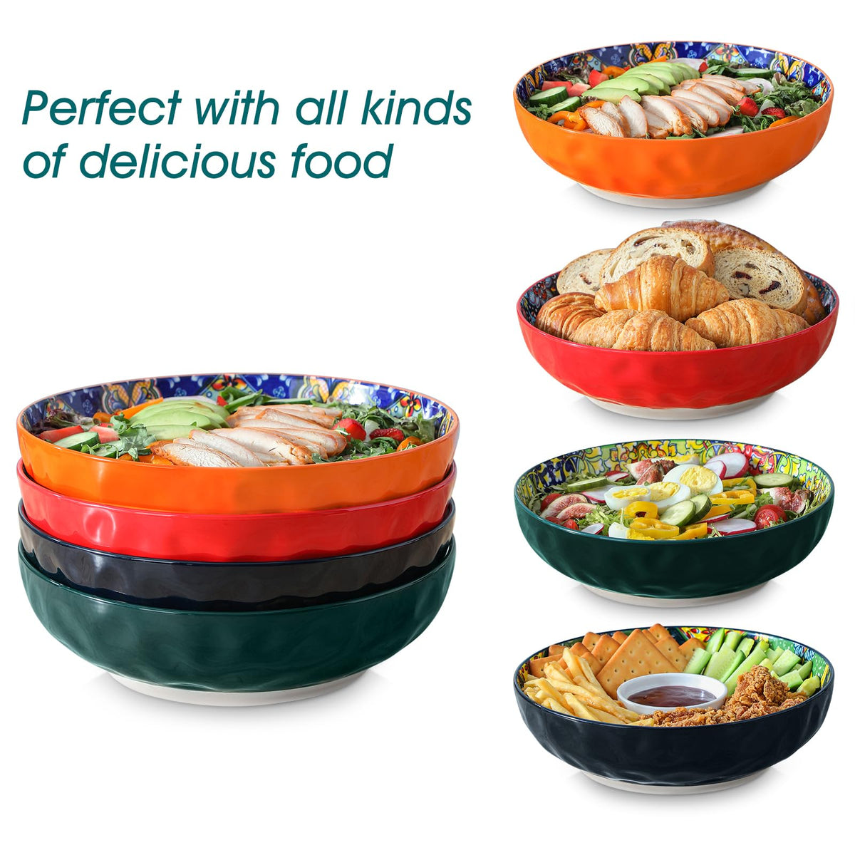 Vancasso Serving Bowls, 78 Oz Large Set of 2, Red