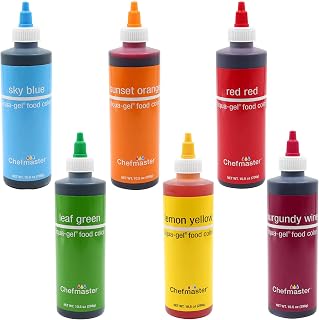 Chefmaster Liqua-Gel Variety Pack, Twelve 10-1/2 Ounce Bottles (6 Colors, 2 of Each)