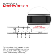 (12 Inch Stainless Steel Metal Magnetic Knife Holder by Modern Innovations – 12 Inch w/ Hooks, Stainless Steel, Silver, Model 1186