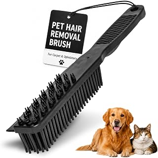 Slick Products Rubber Pet Hair Removal Brush for Carpet & Upholstery | Heavy-duty rubber bristles; lifts pet hair, dirt & debris from carpet, upholstery, car seats, rugs & furniture